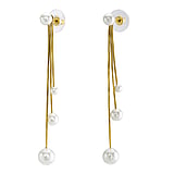 Pendientes fashion Acero fino Revestimiento PVD (color oro) Perla sinttica PVC