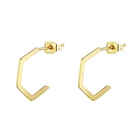 Earrings out of Stainless Steel with PVD-coating (gold color). Width:0,9mm. Weight:0,5g. Shiny.