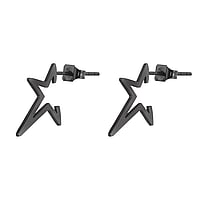 Fashion ear studs out of Stainless Steel with Black PVD-coating. Width:1,0mm. Shiny.  Star