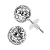Stainless steel ear stud out of Surgical Steel 316L with Crystal and Epoxy. Diameter:8mm.