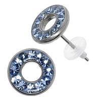 Stainless steel ear stud out of Surgical Steel 316L with Premium crystal and Epoxy. Diameter:10mm.