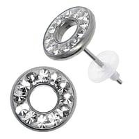 Roestvrij staal oor stud uit Chirurgisch staal 316L met Premium kristal en Epoxihars. Diameter:10mm.