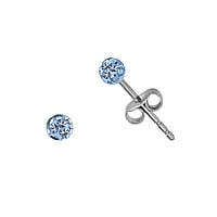 Stainless steel ear stud out of Surgical Steel 316L and PVC with Crystal and Epoxy. Diameter:3mm.