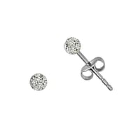 Stainless steel ear stud out of Surgical Steel 316L and PVC with Crystal and Epoxy. Diameter:3mm.