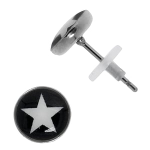 Stainless steel ear stud Surgical Steel 316L PVC Epoxy Star