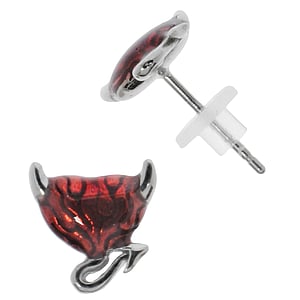 Stainless steel ear stud Surgical Steel 316L Enamel PVC Devil