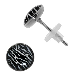 Stainless steel ear stud Surgical Steel 316L PVC Epoxy Fur Fur_pattern Animal_Print