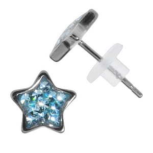 Stainless steel ear stud Surgical Steel 316L Premium crystal Epoxy Star