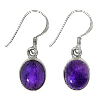 Silver earrings with stones with Amethyst. Width:10mm. Length:12mm.