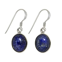 Pendientes de plata con piedra con Lapislazuli. Ancho:10mm. Longitud:12mm.