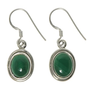 Silver earrings with stones Silver 925 Malachite