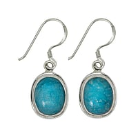 Silver earrings with stones with Turquoise. Width:11mm. Length:14mm.