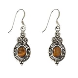 Silver earrings with stones Silver 925 Tigers eye Drop drop-shape waterdrop