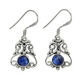 Silver earrings with stones Silver 925 Moonstone Tribal_pattern