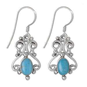 Silver earrings with stones Silver 925 Turquoise Tribal_pattern