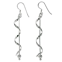 Silver earrings Length:60mm.  Spiral Wave