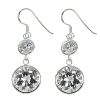 Silver earrings with zirconia. Length:26mm.