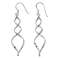 Silver earrings Length:40mm. Shiny.  Wave Eternal Loop Eternity Everlasting Braided Intertwined 8