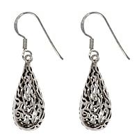 Silver earrings Length:20mm.  Tribal pattern Drop drop-shape waterdrop