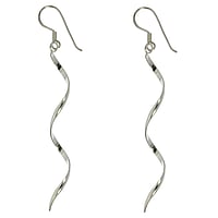 Silver earrings Length:60mm.  Spiral Wave