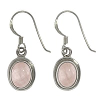 Silver earrings with stones with Rose quartz. Length:12mm. Width:11mm.