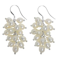 Silver earrings with pearls with Fresh water pearl. Length:30mm.  Drop drop-shape waterdrop