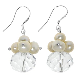 Silver earrings with pearls Silver 925 Fresh water pearl Crystal Drop drop-shape waterdrop