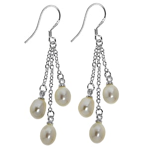 Silver earrings with pearls Silver 925 Fresh water pearl Drop drop-shape waterdrop