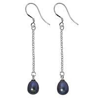 Silver earrings with pearls with Fresh water pearl. Length:35mm.  Drop drop-shape waterdrop