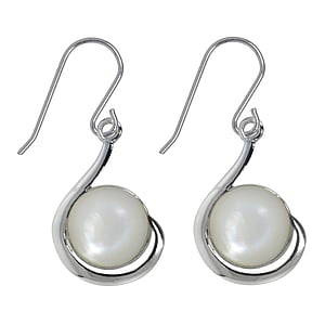 Silver earrings with stones Silver 925 rhodanized Mother of Pearl Drop drop-shape waterdrop