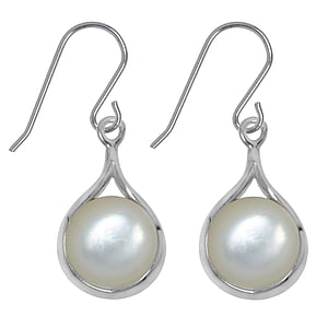 Silver earrings with stones Silver 925 rhodanized Mother of Pearl Drop drop-shape waterdrop