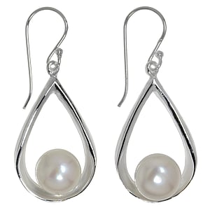 Silver earrings with pearls Silver 925 Fresh water pearl Drop drop-shape waterdrop