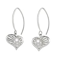 Boucles d'oreille en argent avec perles Largeur:17mm.  Coeur Amour