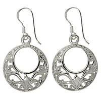 Silver earrings Width:20mm.  Tribal pattern Flower