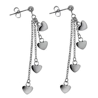 Fashion ear studs out of Surgical Steel 316L. Length:48mm.  Heart Love