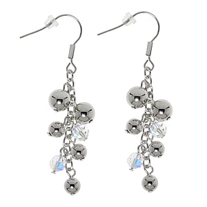 Fashion dangle earrings Surgical Steel 316L Crystal PVC