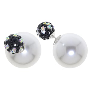 Silver ear studs Silver 925 Synthetic Pearls Crystal