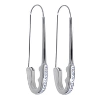 Fashion dangle earrings out of Surgical Steel 316L with Crystal. Length:53mm.  Safety pin