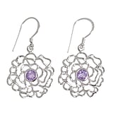 Pendientes de plata con piedra Plata 925 Amatista Flor Rosa