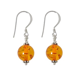 Silver earrings with stones Silver 925 Synthetic amber