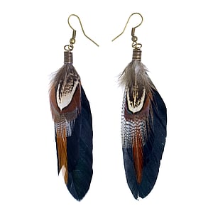 Fashion dangle earrings Goose feathers Brass PVD-coating (gold color) Feather