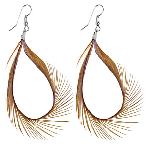 Fashion dangle earrings Duck feathers Brass Feather