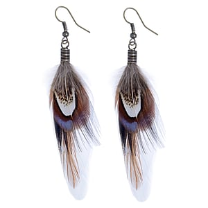 Pendientes fashion Plumas de ganso Latn Revestimiento PVD (color oro) Pluma