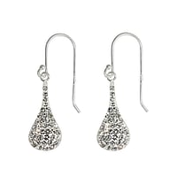 Silver earrings with Crystal. Length:18mm.  Drop drop-shape waterdrop