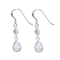 Silver earrings with zirconia. Length:18mm.  Drop drop-shape waterdrop