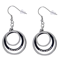 Fashion dangle earrings out of Surgical Steel 316L with Crystal and Black PVD-coating. Length:34mm. Width:26mm.