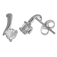 Stainless steel ear stud out of Surgical Steel 316L with zirconia. Width:6mm. Length:11mm. Stone(s) are fixed in setting.