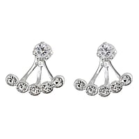 Silver ear studs with zirconia. Width:14mm.