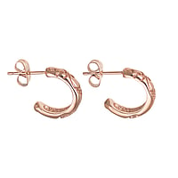 Fashion ear studs out of Surgical Steel 316L with PVD-coating (gold color). Width:4mm. Diameter:14mm.  Leaf Plant pattern