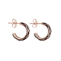 Fashion ear studs out of Surgical Steel 316L with PVD-coating (gold color). Width:5mm. Diameter:14mm. Shiny.  Plaid Checked Stripes Grooves Rills Lines